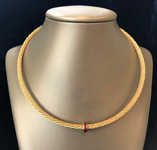 14k Yellow Gold Guy Beard Custom Designed Nautical Form Twisted Cable Necklace