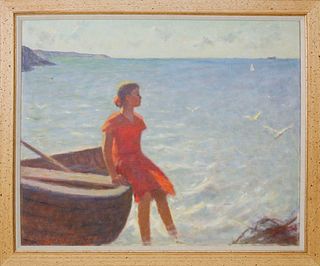 A. Abicenko Oil on Canvas, "On The Shore"