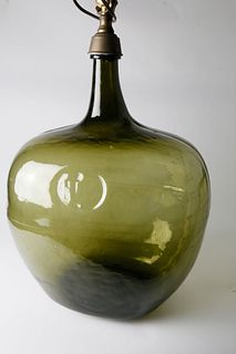 Green Demi-John Bottle Mounted as a Lamp