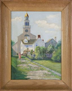 Stone Alley - Nantucket Antique Oil on Artist's Board