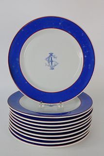 Set of Ten Sea Cliff Inn Nantucket Porcelain Dinner Plates, circa 1920