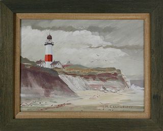 Martha Cartwright Oil on Artist Board, "Sankaty Light, Nantucket"