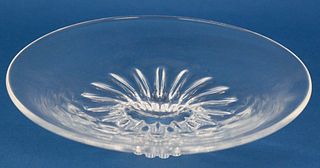 Signed Steuben Clear Crystal Sunflower Shallow Bowl