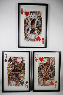 Set of Three Paper Die Cut Shadow Box Playing Card Pictures