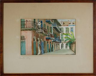 Doris and Richard Beer Watercolor on Paper, "Pirate's Alley, New Orleans"