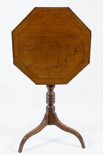 19th c. Federal Mahogany Tilt Top Candle Stand
