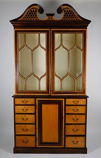 The Federalist Mahogany and Maple Breakfront Cabinet