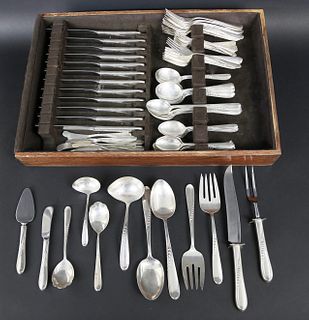 112 Piece Reed and Barton Sterling Silver Flatware Service in the "Silver Wheat" Pattern