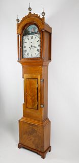 James Young, Portsmouth, England Inlaid Mahogany Tall Case Clock, circa 1825-1830
