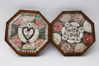 19th c. Double Sailor's Valentine Box -- With Love