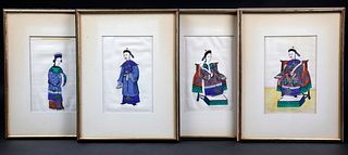 Set of Four Chinese Export Watercolors on Rice Paper, circa 1820-1840