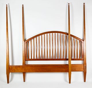 Stephen Swift Cherry and Ash Pencil Four-Post Spindle Queen Size Bed