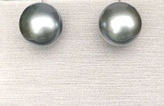 Pair of 13mm Tahitian South Sea Pearl Earrings