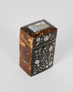 Early 19th c. English Regency Tortoiseshell Inlaid Traveling Box