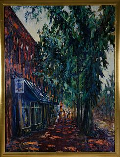 Illya Kagan Oil on Canvas, "Main Street, Nantucket"