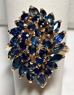 14K Blue Sapphire Cocktail Ring