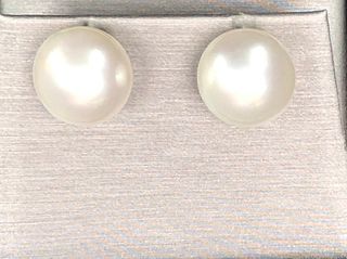 Pair of Fine 14mm White South Sea Pearl Earrings