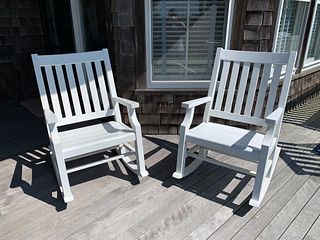 Pair of Weatherend Rocking Chairs in White Yacht Painted Finish