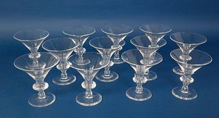 Set of 12 Signed Steuben Clear Crystal Martini Glasses