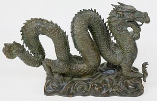 Chinese Patinated Bronze Dragon Sculpture