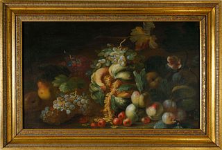 Fruit Still Life Oil on Canvas, 19th Century
