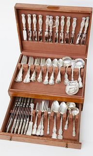 78 Piece Whiting Louis XV Sterling Silver Flatware Set
