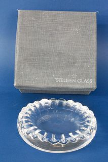 Signed Steuben Clear Crystal Ashtray