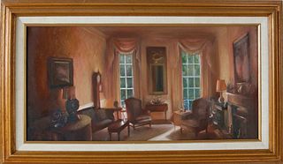 Paul Longnecker Oil on Canvas, "Interior of 6 Louisburg Square"