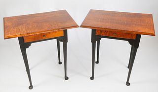Pair of Eldred Wheeler Queen Anne Style One Drawer Side Tables