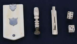 Four Misc. 19th c. Whale Ivory and Whalebone Gentleman's Accouterments