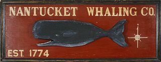 Contemporary Hand Painted Wooden Nantucket Whaling Co. Est. 1774 Sign