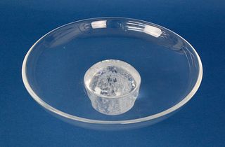 Signed Steuben Clear Crystal Juicer Dish