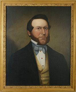 American Oil on Canvas Portrait of a Gentleman, 19th c.