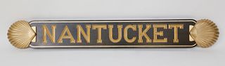 Carved and Gilt, "Nantucket" Quarterboard Flanked with Scallop Shells