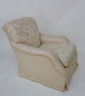 White Damask Upholstered Armchair