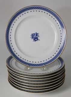 Set of Nine Vista Alegre Portugal Porcelain Salad Plates