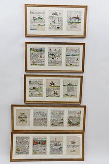 Set of Five Framed Tony Sarg Nantucket Storybook Page Sets
