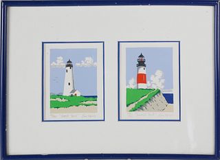 Eric Holch Limited Edition Lithograph, "Nantucket Light Houses"