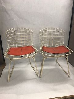 Mid Century Modern Bertoia for Knoll pair childs chairs 1950s marked cushions