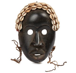 Dan Mask with Cowry Shell Headress, Early 20th Century, Ex Hallet