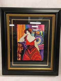 Original Watercolor on Paper Framed Matted Signed Patrice Govezensky Woman