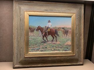 Signed Acrylic Painting by Gary Morton "Jinglin' Before Sunup" Framed Personaliz