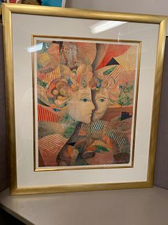 Signed Limited Ed Serigraph AP Framed Matted "The Lovers" By Yankel Ginzburg