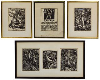(After) Ernst Barlach (German, 1870-1938) Woodblock Print Assortment