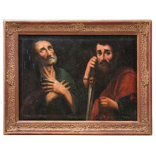 SAN JERÓNIMO PENITENTE, 19th century, Oil on wood, Carved and gilded wooden frame
