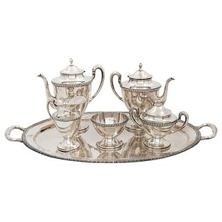 Tea and Coffee Set, 20th century, CONQUISTADOR Silver, Sterling, 0.925, Smooth design with chiseled edges.