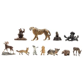 Lot of Miniature Animals, 20th century, Hand-painted bronze and pewter castings. Pieces: 11.