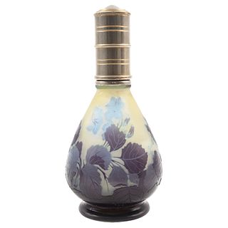 EMILE GALLÉ, France, 19th century, Perfume Jar, ART NOUVEAU style cameo crystal. Signed.