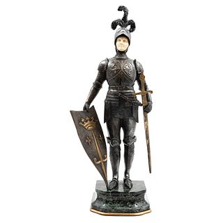 Chryselephantine Knight with Armor, 19th century, Ivory carving with patinated bronze casting.