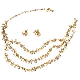 NECKLACE AND EARRINGS SET. 18K YELLOW GOLD. CHIMENTO